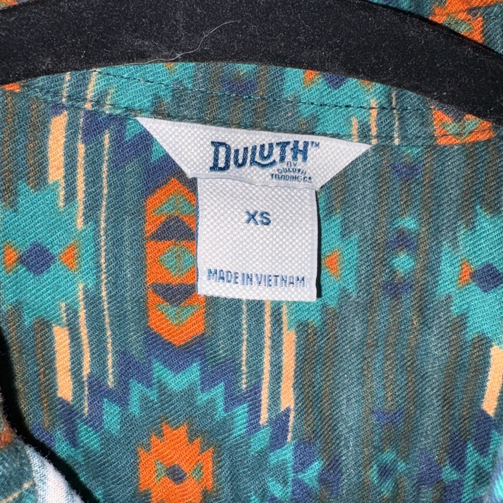 Duluth trading co Aztec Printed Flannel Shirt green & Orange size XS cotton - Picture 6 of 6